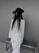 リネンシースルー長袖Tシャツ (2color)
