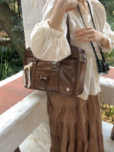 Classic ribbon school bag_vintage brown