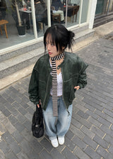 NON COLLAR LEATHER JACKET