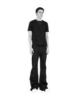 WAX COATED FLARE BLACK JEANS