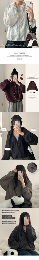 Rudy Mini Check High Neck String Hooded Jumper