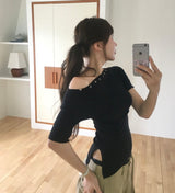 ボネットリップボタンワンオフアンバルニット