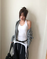 Rippy Strap Layered Halter Tank Top