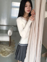 シフォンレイヤードニット