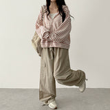 Itta Overfit Stripe Dangara Hooded Zip-Up