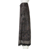 chiffon banding leopard long skirt