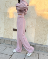 (ZIP-UP & PANTS SET!) 4 COLORS シックフリースクロップドトレーニングパンツ
