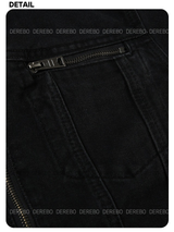 London black denim casual zip-up jacket