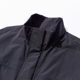 Poly Cotton RIB Double Placket Long-Jacket - GREY