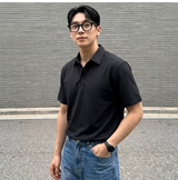 Cool Fit UV-Cut Collar T-shirt Black