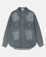 (UNISEX) スクラッチ デニム シャツ ジャケット