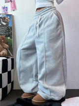 フリース 🤍🐏ラインポイントバルーンロングパンツ 🤍🩶🖤3カラー