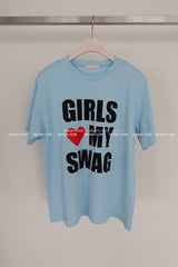 ハートレタリングショルダーパッドオーバーサイズフィット半袖Tシャツ