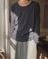 Flo U-neck Rib Muscle Fit Long Sleeve T-shirt