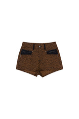LEOPARD LEATHER POINT SHORT PANTS