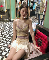 [ pinterest vibe ] グレープオングラムレーススリーブレストップ