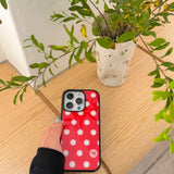 m ドット. (red) グラスバンパーiPhoneケース