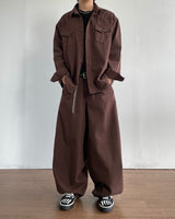 Brown Curved Denim Pants