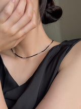 [2 color] mini bead crystal necklace choker / simple daily black white