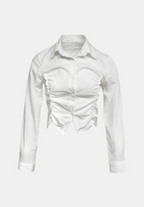 Nylon Shirring Collar Shirt