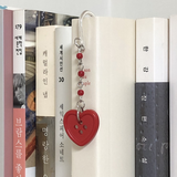 red heart button bookmark