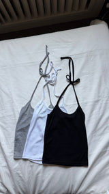 [GREY+WHITE] サニーホルターネックトップスセット