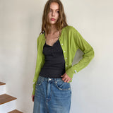 Summer Linen Round Neck Cardigan_Olive