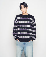 25FW WAVE STRIPE MOHAIR KNIT BLACK