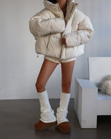 Robs High-Neck Hooded Short Padded Jacket