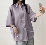 Lori Linen Oversized Fit Short Sleeve Shirt Shirt