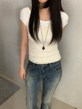 [set] ヴァイラ レース ホルターネック 半袖 Tシャツ セット