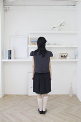 ドット パフ キャップ スリーブ ブラウス
