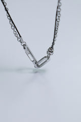 All Surgical steel double bold clip leather necklace