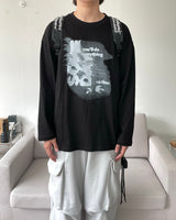 シャドープリント長袖Tシャツ