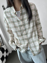 Ani Sheer Check Oversized Shirt 3color