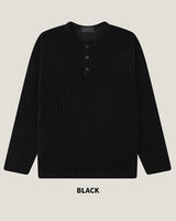 (M's) Velour Henley Neck Long Sleeve