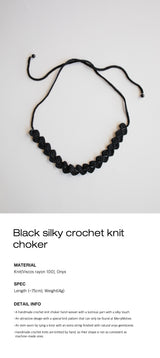 Black silky crochet knit choker