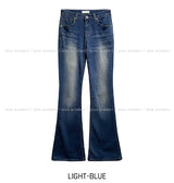 Hip-point bootcut denim pants