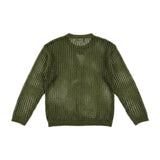 カーキシースルーニット