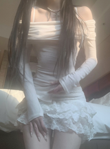 [only suzen] rofia Cross White Pearl Necklace