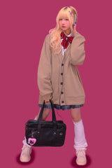 leather square school bag