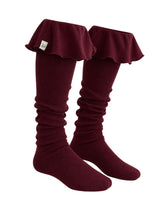 RUFFLE LONG SOCKS(BURGUNDY)