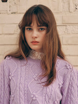 POMPOM CABLE KNIT LAVENDER