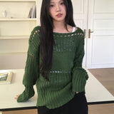 [MADE] Tens Crochet Mesh Oversized-Fit Boat Neck Knitwear