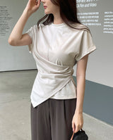 Chable Shirring Wrap Span Short Sleeve T-Shirt