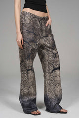 Snakeskin Print Faux Leather Pants