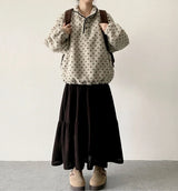 Monbe corduroy A-line cancan long skirt