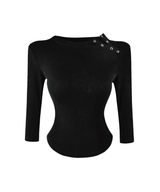 Rib Snap Three-Quarter Sleeve Top (2color)