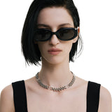 Oval Crystal Ball Chain Necklace