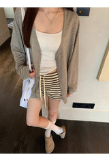 ストライプ ハイウエストショートパンツ